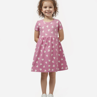 Vestido midi infantil corações texturizado rosa