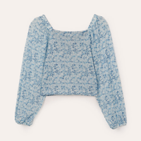 Blusa ciganinha infantil ombro a ombro floral azul