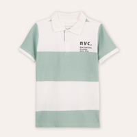 Polo de algodão infantil listrada verde