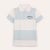 Polo de algodão infantil listrada azul