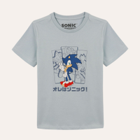 Camiseta de algodão infantil sonic azul