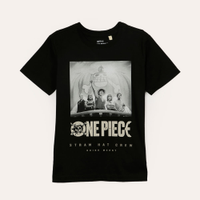 Camiseta de algodão infantil one piece preto