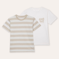 Kit 2 camisetas infantis good vibes bege