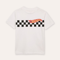 Camiseta de algodão infantil manga curta hot wheels off white