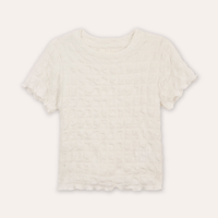 Blusa infantil texturizada com frufru off white