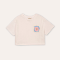 Cropped infantil de algodão bolso de crochê off white