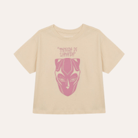 Camiseta de algodão infantil pantera negra o poder é nosso bege