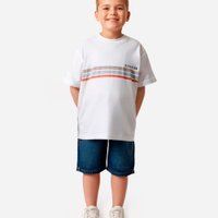 Camiseta de algodão infantil sunrise listras off white