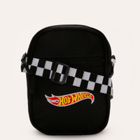 Bolsa shoulder infantil hot wheels preta