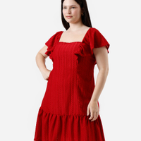 Vestido curto de laise plus size - vermelho