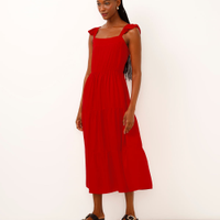 Vestido midi de viscose marias vermelho