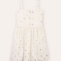 Vestido infantil texturizado corações off white