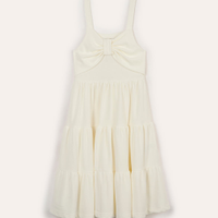 Vestido infantil texturizado com laço off white