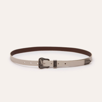 Cinto infantil croco fivela texturizada off white