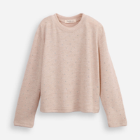 Suéter de tricot infantil com strass bege