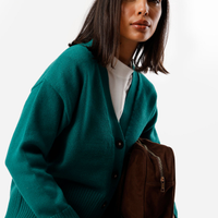 Cardigan feminino de tricot decote v verde