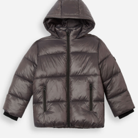 Jaqueta puffer infantil com capuz cinza