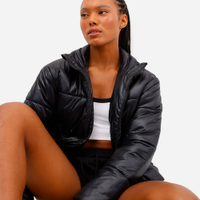 Jaqueta puffer feminina esportiva preta