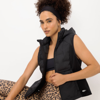 Colete puffer feminino alongado esportivo preto