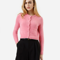 Cardigan feminino de tricot texturizado rosa
