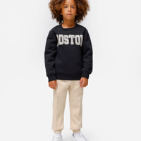 Blusão infantil de moletom felpado oversized boston preto