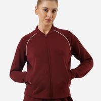 Jaqueta feminina esportiva com nervura vinho