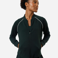 Jaqueta feminina esportiva com nervura verde