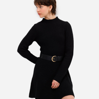 Vestido curto feminino de tricot preto
