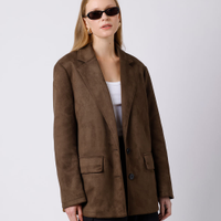 Blazer feminino de suede mindset marrom
