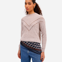 Suéter feminino de tricot texturizado bege