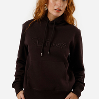 Blusão feminino de moletom felpado com capuz disney marrom