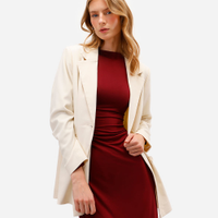 Blazer de alfaiataria feminino oversized bege