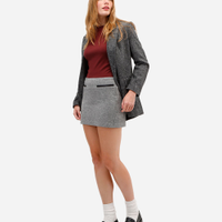 Minissaia feminina texturizada chevron cinza