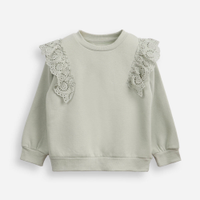 Blusão de moletom infantil babado de laise verde