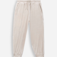 Calça jogger de plush infantil com vervura bege