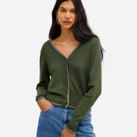 Cardigan feminino de tricot com lurex verde