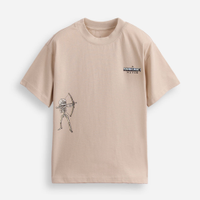 Camiseta oversized infantil de algodão minecraft bege