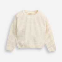 Suéter infantil de tricot chenille manga longa off white