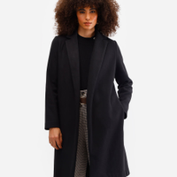 Casaco longo feminino texturizado preto