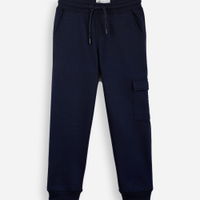 Calça jogger infantil de moletom com bolso cargo azul