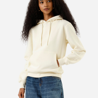 Blusão básico feminino de moletom com capuz bege
