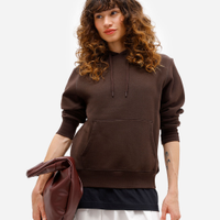 Blusão básico feminino de moletom com capuz marrom