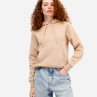 Blusão básico feminino de moletom com capuz bege