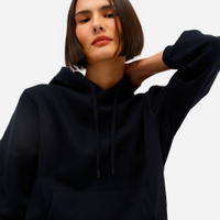 Blusão básico feminino de moletom com capuz preto