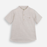Camisa infantil de algodão gola padre bege