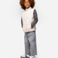 Colete puffer infantil alongado bege