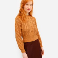 Suéter feminino de tricot texturizado amarelo