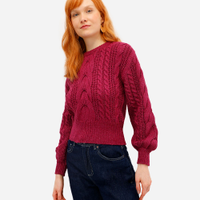Suéter feminino de tricot texturizado rosa