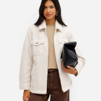 Jaqueta feminina oversized texturizada bege