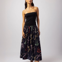 Vestido midi feminino laços mindset lo de lui preto